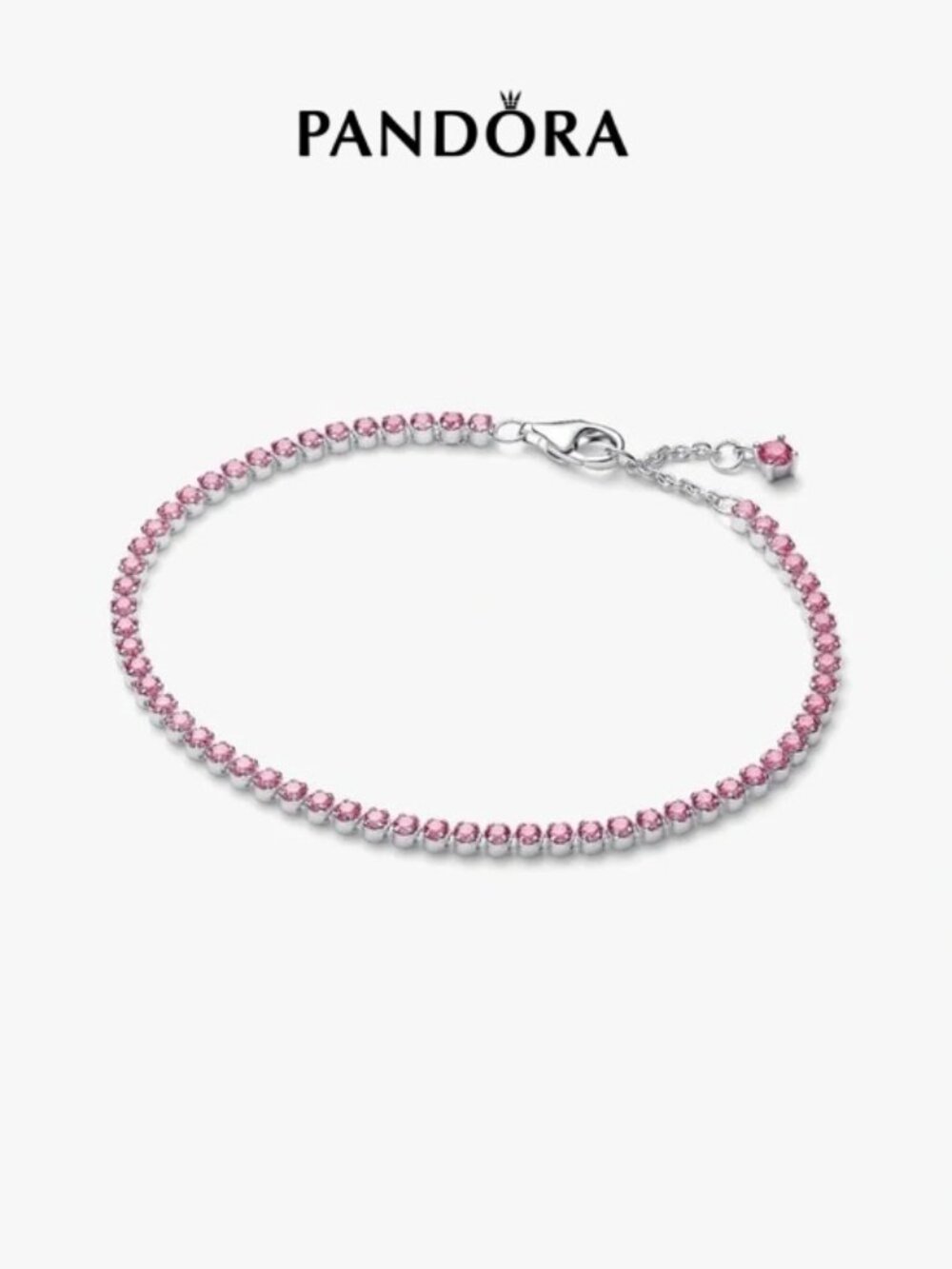 Pandora Pink Crystal Sterling Silver Tennis Bracelet